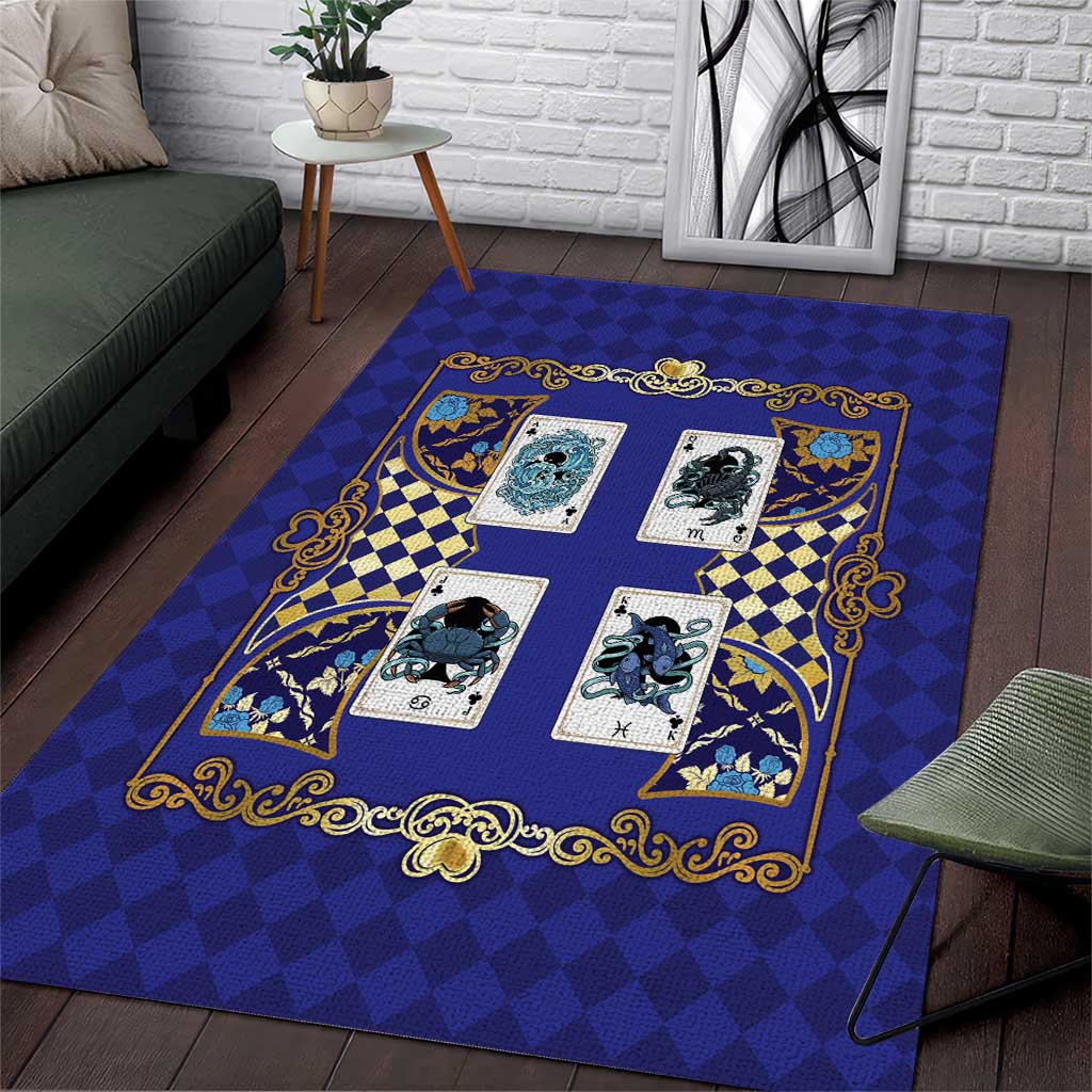 Zodiac Signs Area Rug The Water Element Baroque Clubs Card