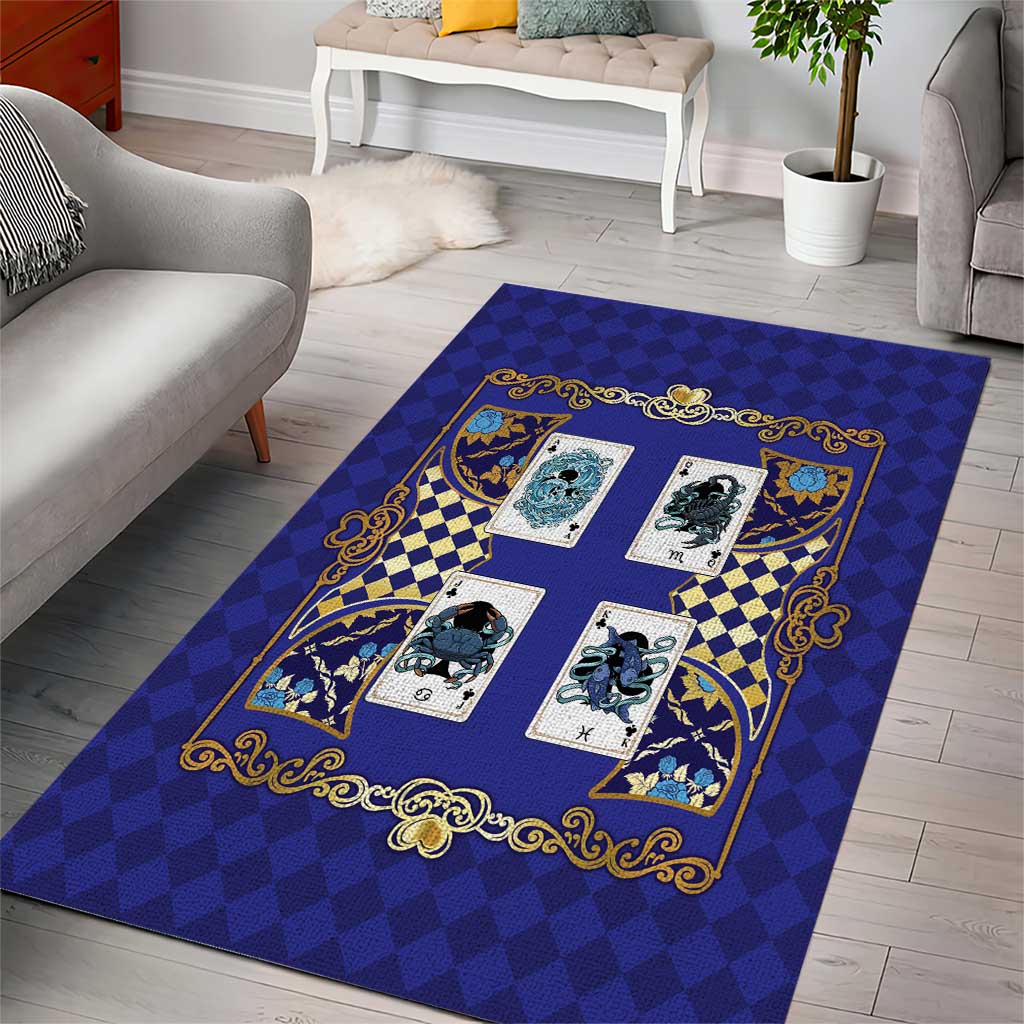 Zodiac Signs Area Rug The Water Element Baroque Clubs Card