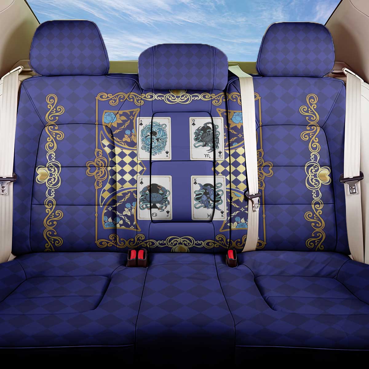 Zodiac Signs Back Car Seat Cover The Water Element Baroque Clubs Card