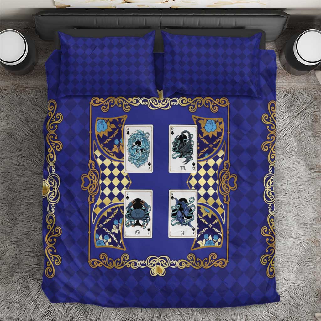 Zodiac Signs Bedding Set The Water Element Baroque Clubs Card
