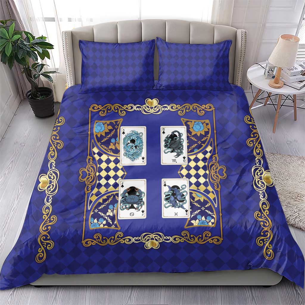 Zodiac Signs Bedding Set The Water Element Baroque Clubs Card