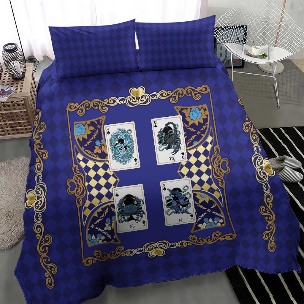 Zodiac Signs Bedding Set The Water Element Baroque Clubs Card