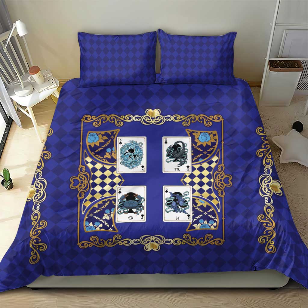 Zodiac Signs Bedding Set The Water Element Baroque Clubs Card