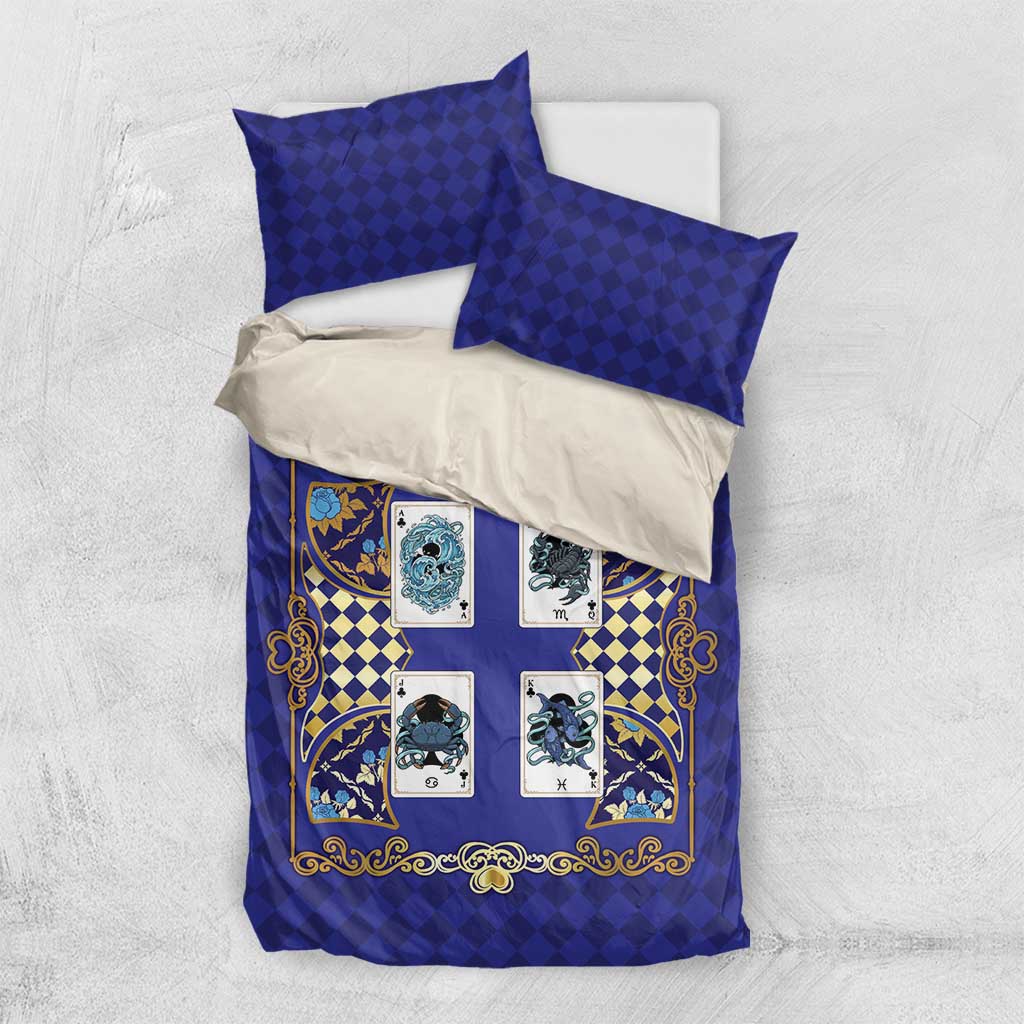 Zodiac Signs Bedding Set The Water Element Baroque Clubs Card