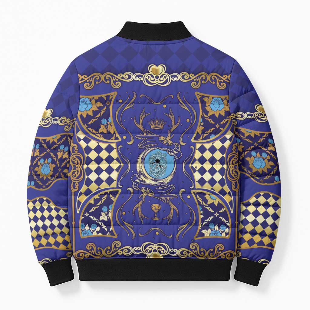 Zodiac Signs Bomber Puffer Jacket The Water Element Baroque Clubs Card