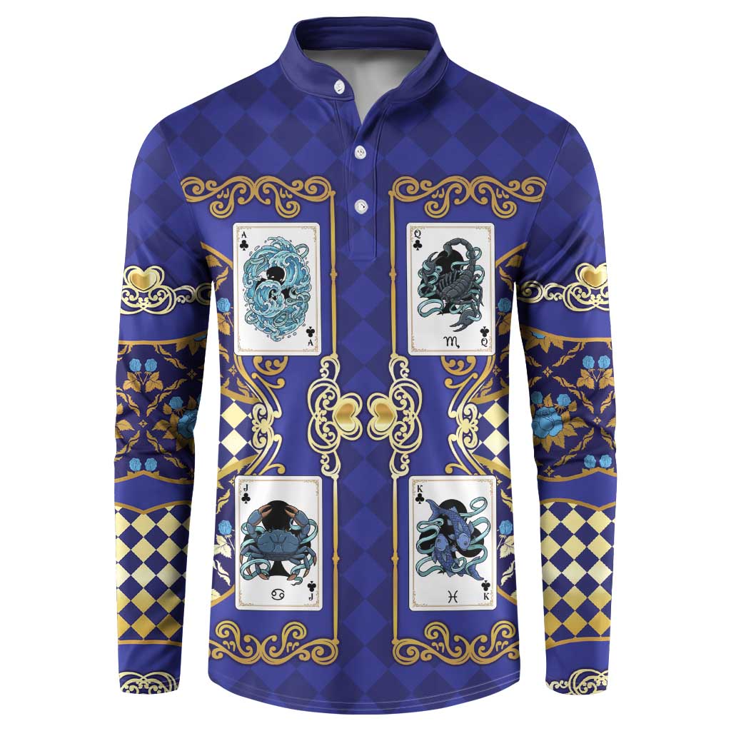 Zodiac Signs Button Sweatshirt The Water Element Baroque Clubs Card