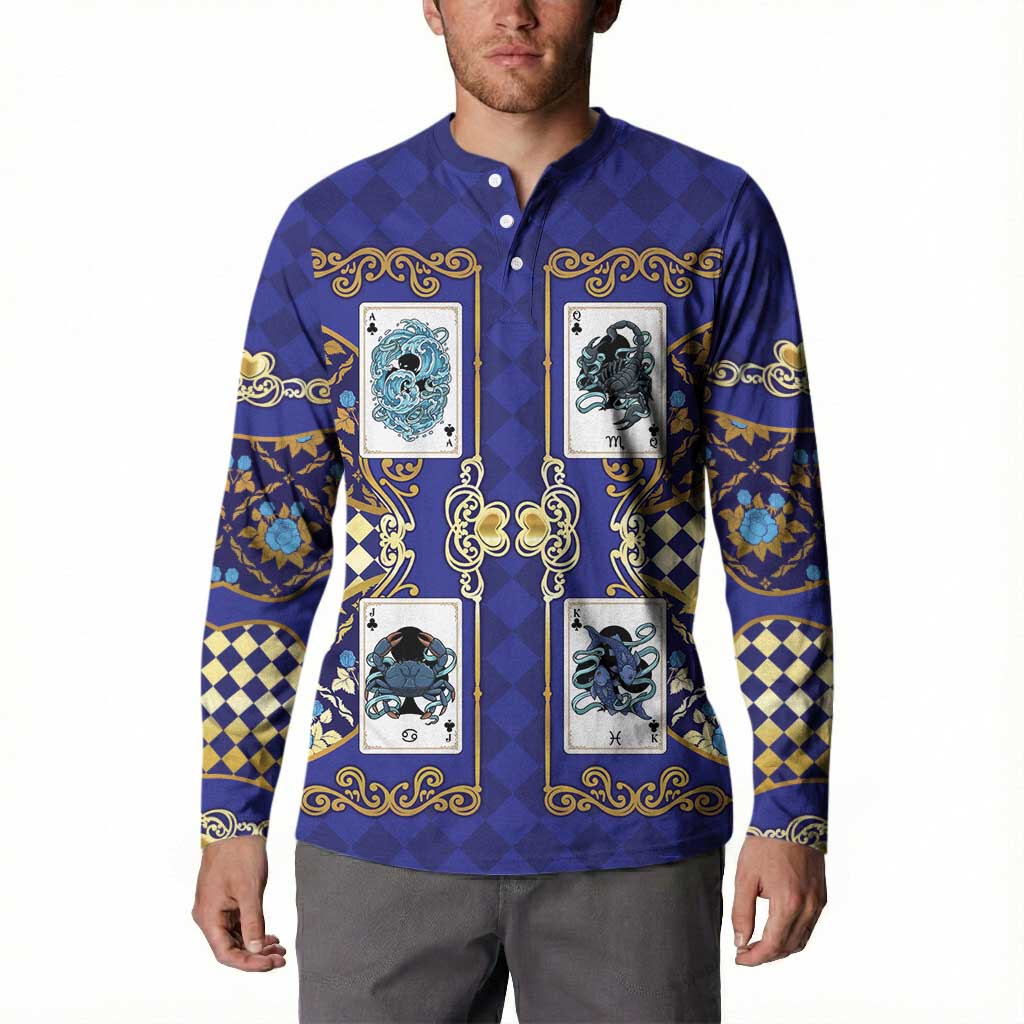 Zodiac Signs Button Sweatshirt The Water Element Baroque Clubs Card
