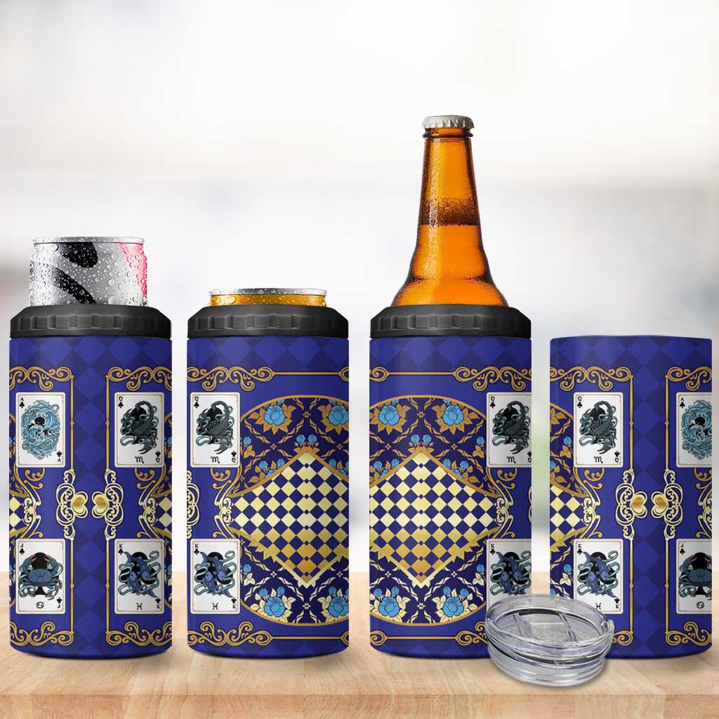 Zodiac Signs 4 in 1 Can Cooler Tumbler The Water Element Baroque Clubs Card