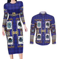 Zodiac Signs Couples Matching Long Sleeve Bodycon Dress and Long Sleeve Button Shirt The Water Element Baroque Clubs Card