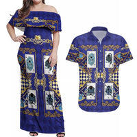 Zodiac Signs Couples Matching Off Shoulder Maxi Dress and Hawaiian Shirt The Water Element Baroque Clubs Card