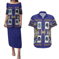Zodiac Signs Couples Matching Puletasi and Hawaiian Shirt The Water Element Baroque Clubs Card