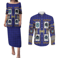 Zodiac Signs Couples Matching Puletasi and Long Sleeve Button Shirt The Water Element Baroque Clubs Card