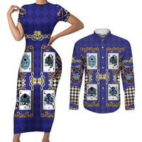 Zodiac Signs Couples Matching Short Sleeve Bodycon Dress and Long Sleeve Button Shirt The Water Element Baroque Clubs Card