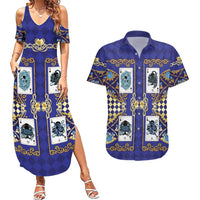 Zodiac Signs Couples Matching Summer Maxi Dress and Hawaiian Shirt The Water Element Baroque Clubs Card