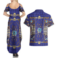 Zodiac Signs Couples Matching Summer Maxi Dress and Hawaiian Shirt The Water Element Baroque Clubs Card