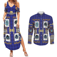 Zodiac Signs Couples Matching Summer Maxi Dress and Long Sleeve Button Shirt The Water Element Baroque Clubs Card