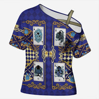 Zodiac Signs Cross Shoulder Shirt The Water Element Baroque Clubs Card