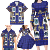Zodiac Signs Family Matching Long Sleeve Bodycon Dress and Hawaiian Shirt The Water Element Baroque Clubs Card
