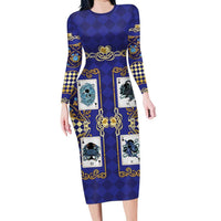 Zodiac Signs Family Matching Long Sleeve Bodycon Dress and Hawaiian Shirt The Water Element Baroque Clubs Card