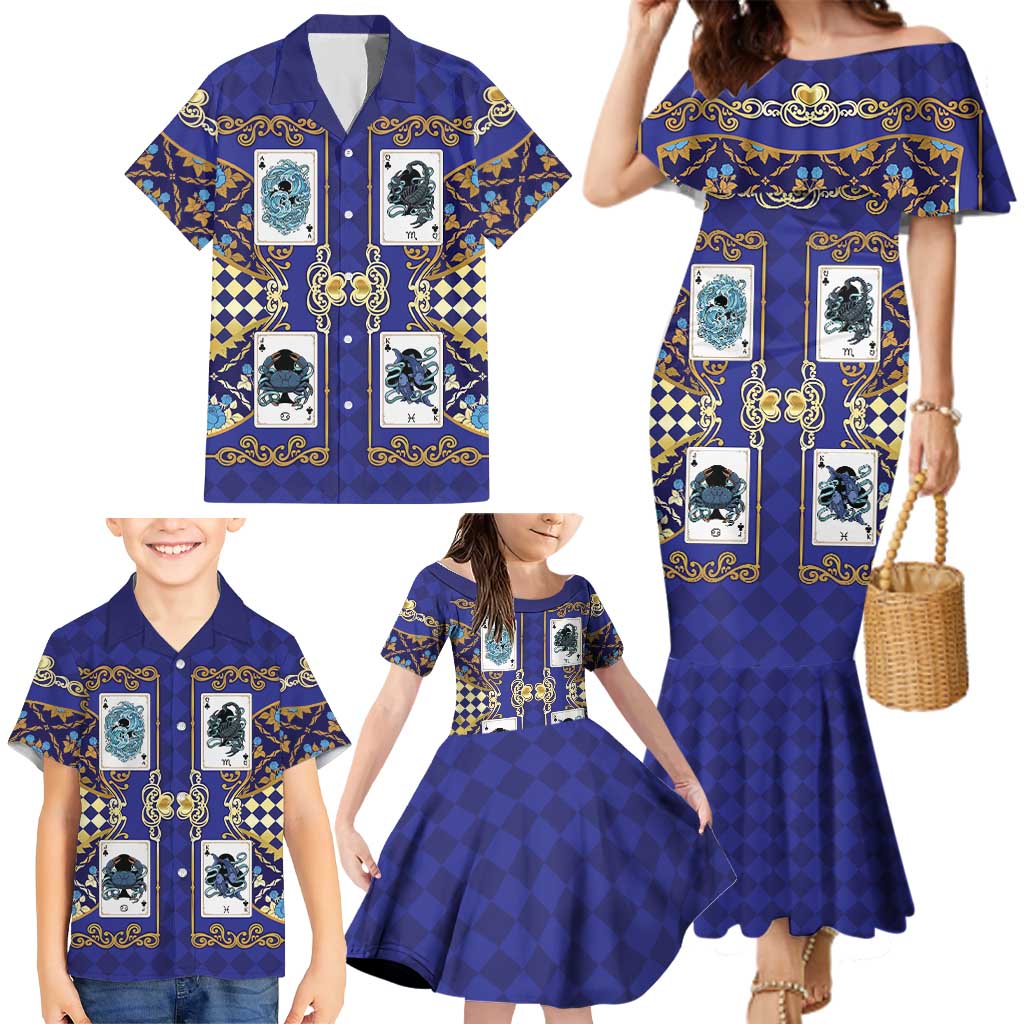 Zodiac Signs Family Matching Mermaid Dress and Hawaiian Shirt The Water Element Baroque Clubs Card