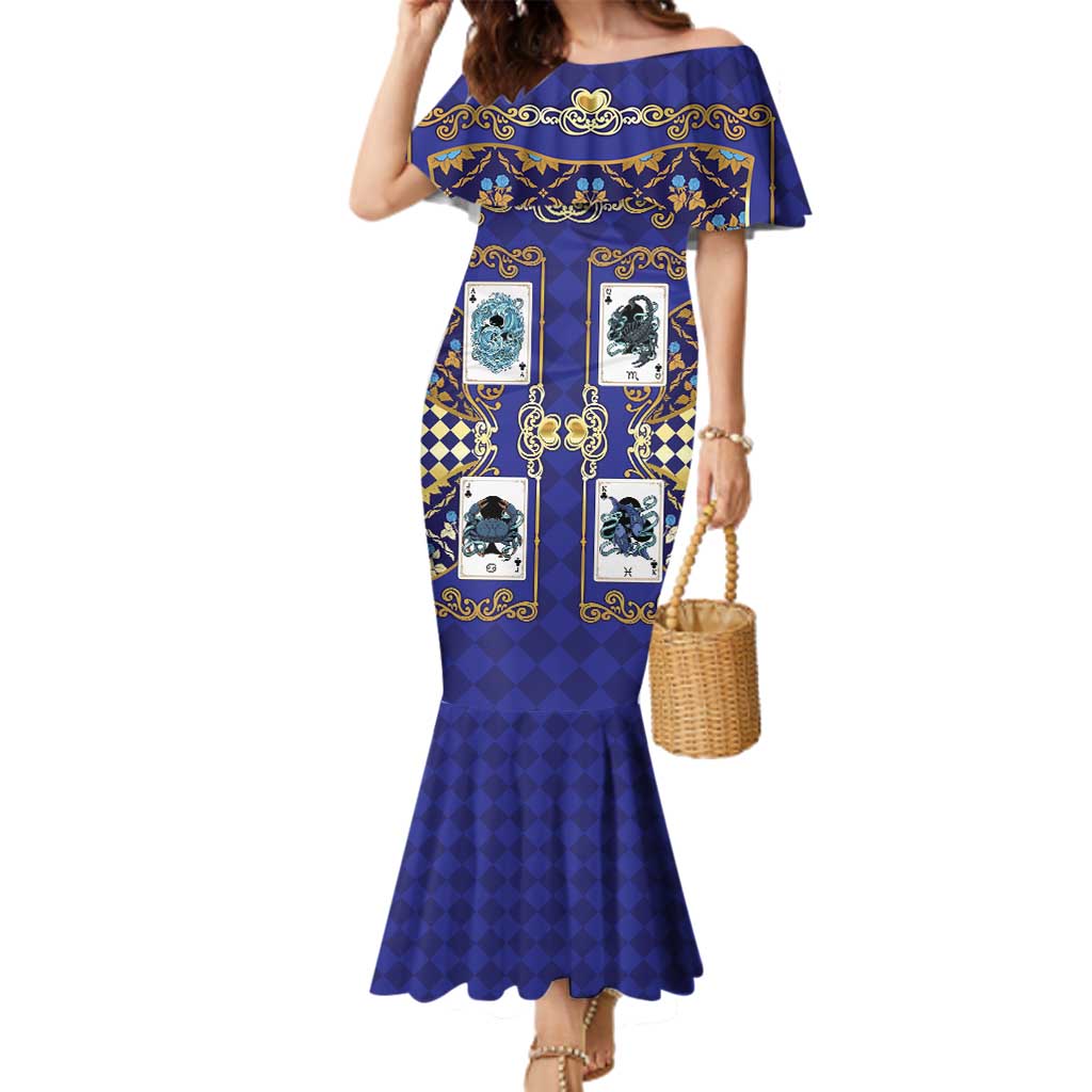 Zodiac Signs Family Matching Mermaid Dress and Hawaiian Shirt The Water Element Baroque Clubs Card