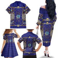 Zodiac Signs Family Matching Off The Shoulder Long Sleeve Dress and Hawaiian Shirt The Water Element Baroque Clubs Card
