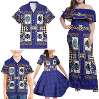 Zodiac Signs Family Matching Off Shoulder Maxi Dress and Hawaiian Shirt The Water Element Baroque Clubs Card