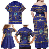 Zodiac Signs Family Matching Off Shoulder Maxi Dress and Hawaiian Shirt The Water Element Baroque Clubs Card