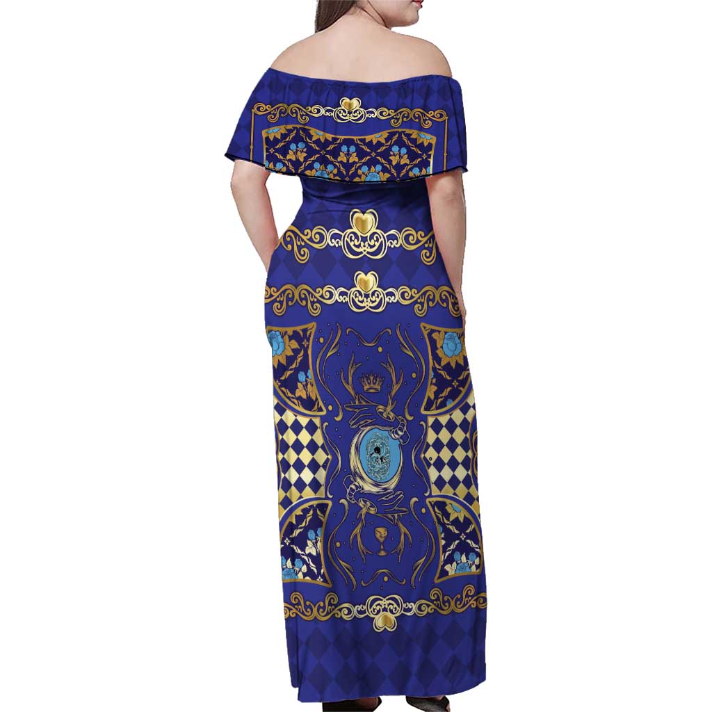 Zodiac Signs Family Matching Off Shoulder Maxi Dress and Hawaiian Shirt The Water Element Baroque Clubs Card