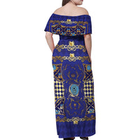 Zodiac Signs Family Matching Off Shoulder Maxi Dress and Hawaiian Shirt The Water Element Baroque Clubs Card