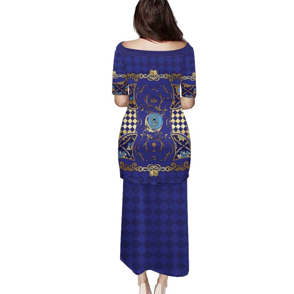 Zodiac Signs Family Matching Puletasi and Hawaiian Shirt The Water Element Baroque Clubs Card