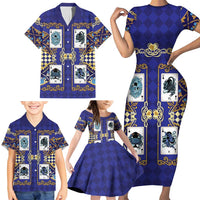 Zodiac Signs Family Matching Short Sleeve Bodycon Dress and Hawaiian Shirt The Water Element Baroque Clubs Card