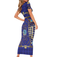 Zodiac Signs Family Matching Short Sleeve Bodycon Dress and Hawaiian Shirt The Water Element Baroque Clubs Card