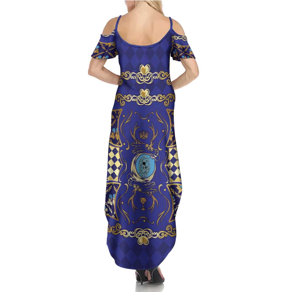 Zodiac Signs Family Matching Summer Maxi Dress and Hawaiian Shirt The Water Element Baroque Clubs Card