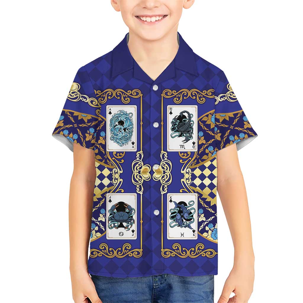 Zodiac Signs Family Matching Tank Maxi Dress and Hawaiian Shirt The Water Element Baroque Clubs Card