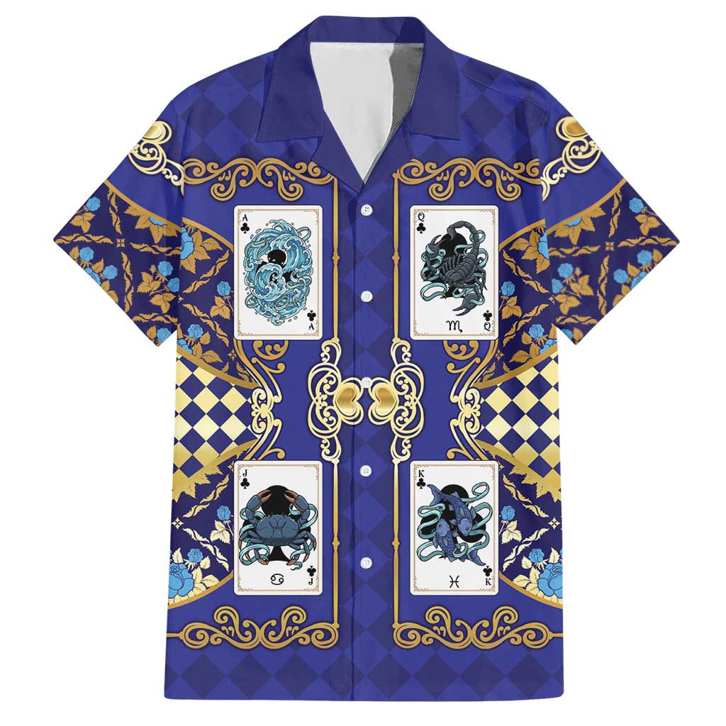 Zodiac Signs Hawaiian Shirt The Water Element Baroque Clubs Card