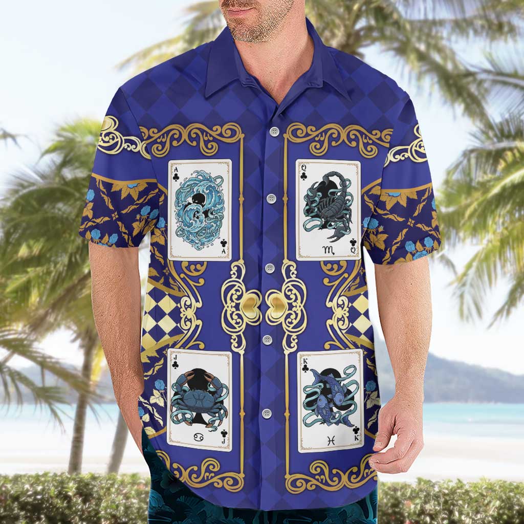 Zodiac Signs Hawaiian Shirt The Water Element Baroque Clubs Card