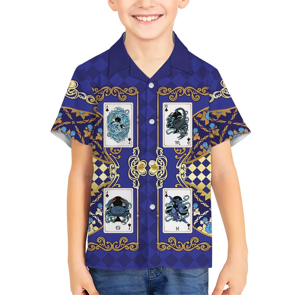 Zodiac Signs Hawaiian Shirt The Water Element Baroque Clubs Card