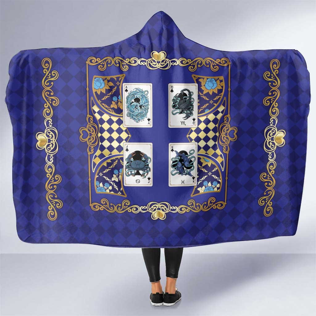 Zodiac Signs Hooded Blanket The Water Element Baroque Clubs Card