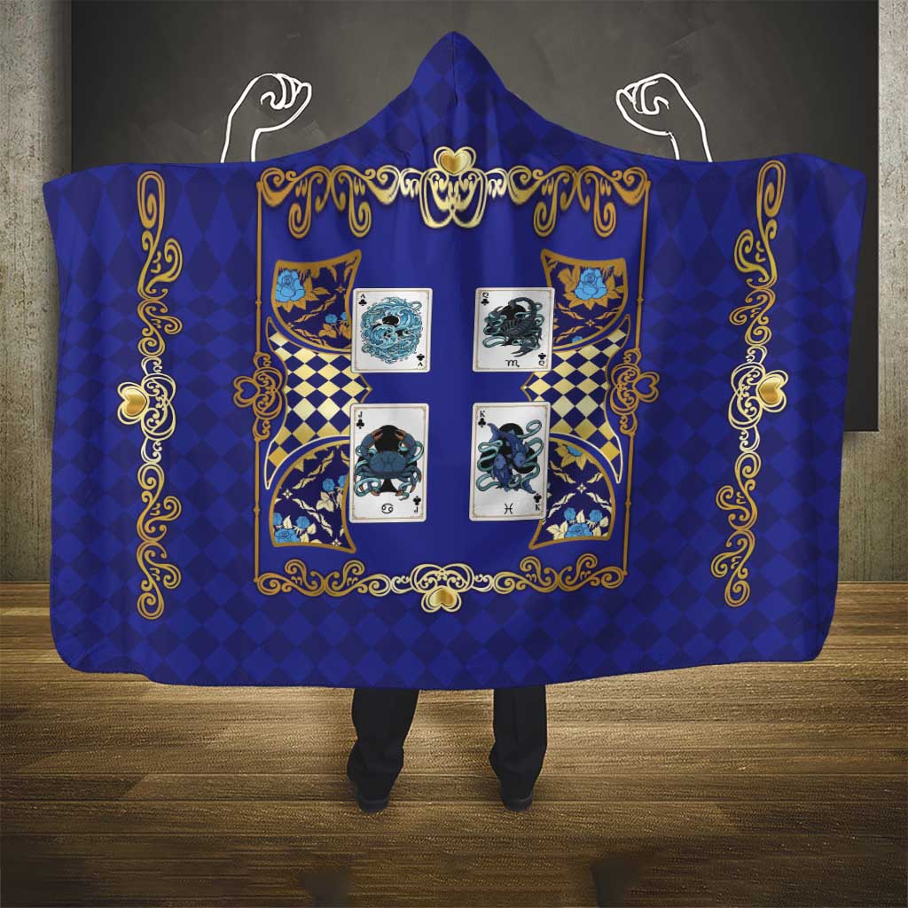 Zodiac Signs Hooded Blanket The Water Element Baroque Clubs Card