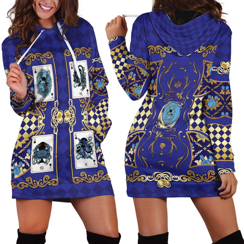 Zodiac Signs Hoodie Dress The Water Element Baroque Clubs Card