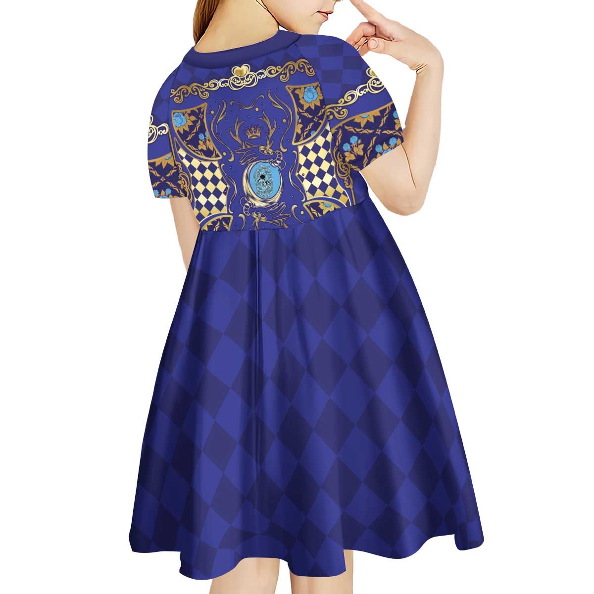 Zodiac Signs Kid Short Sleeve Dress The Water Element Baroque Clubs Card