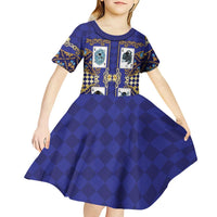 Zodiac Signs Kid Short Sleeve Dress The Water Element Baroque Clubs Card