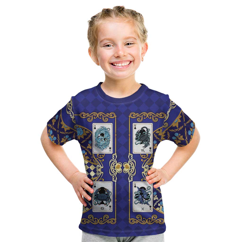 Zodiac Signs Kid T Shirt The Water Element Baroque Clubs Card