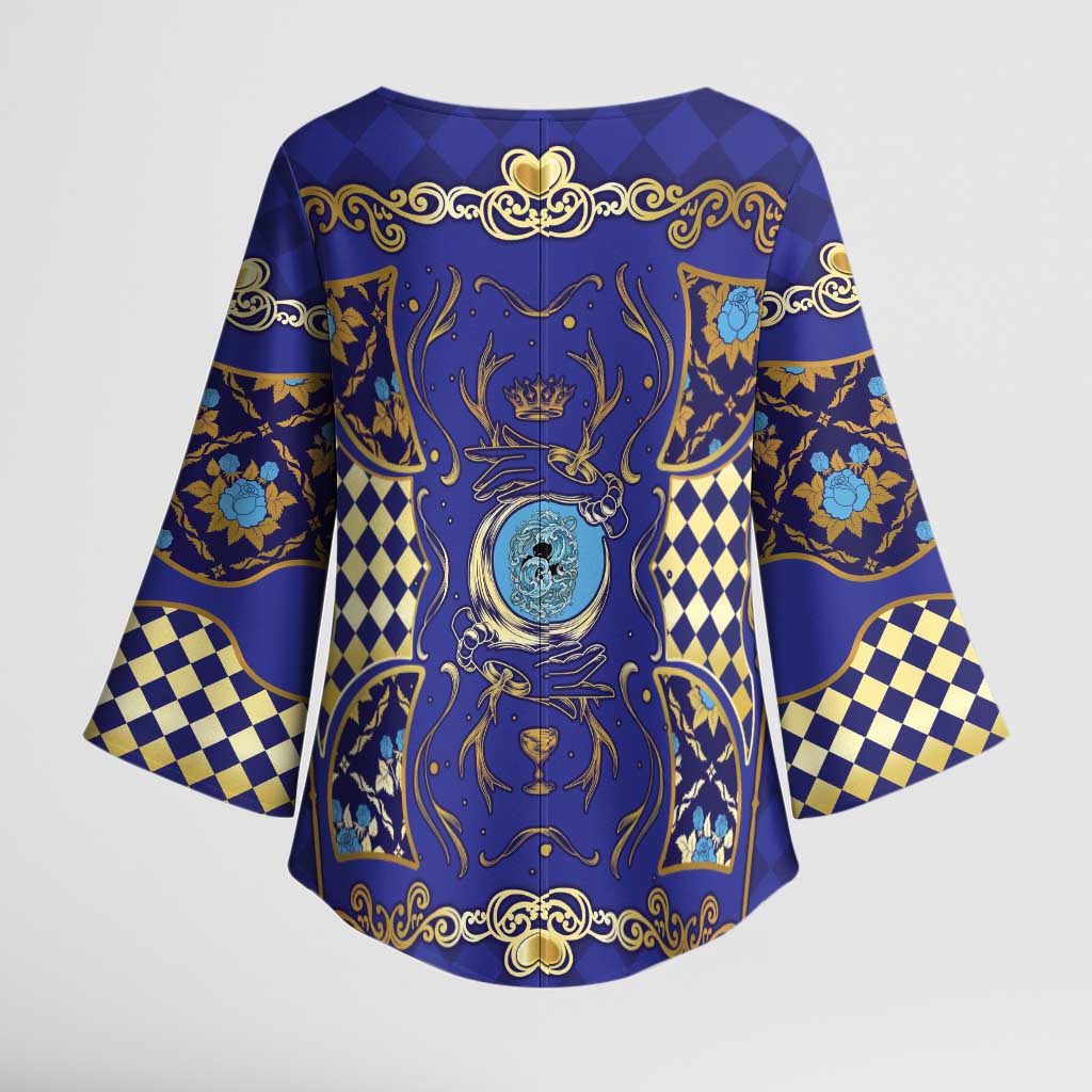 Zodiac Signs Kimono Sleeve Blouse The Water Element Baroque Clubs Card