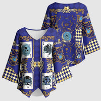Zodiac Signs Kimono Sleeve Blouse The Water Element Baroque Clubs Card