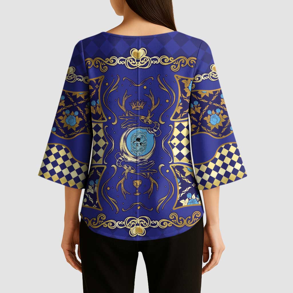 Zodiac Signs Kimono Sleeve Blouse The Water Element Baroque Clubs Card