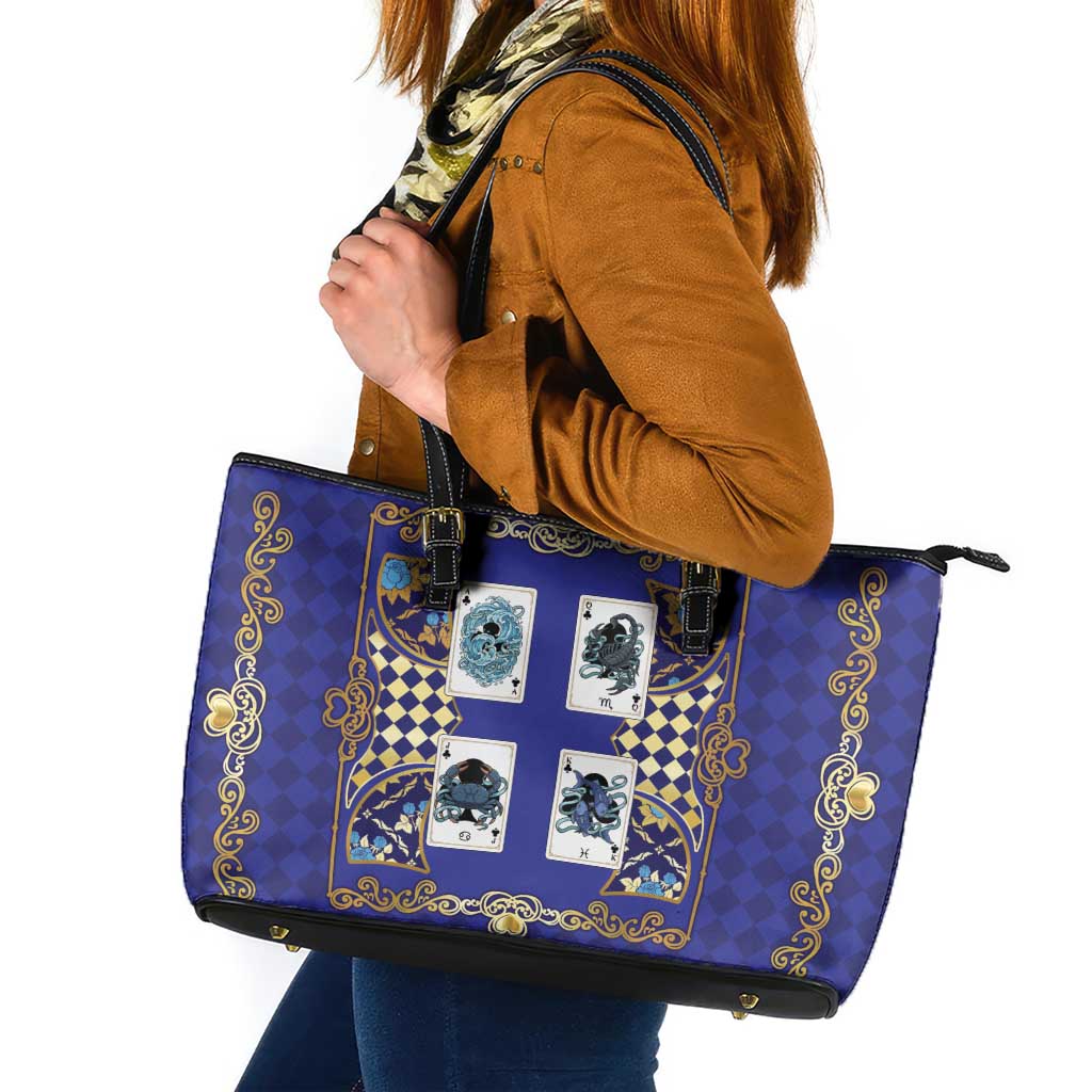 Zodiac Signs Leather Tote Bag The Water Element Baroque Clubs Card