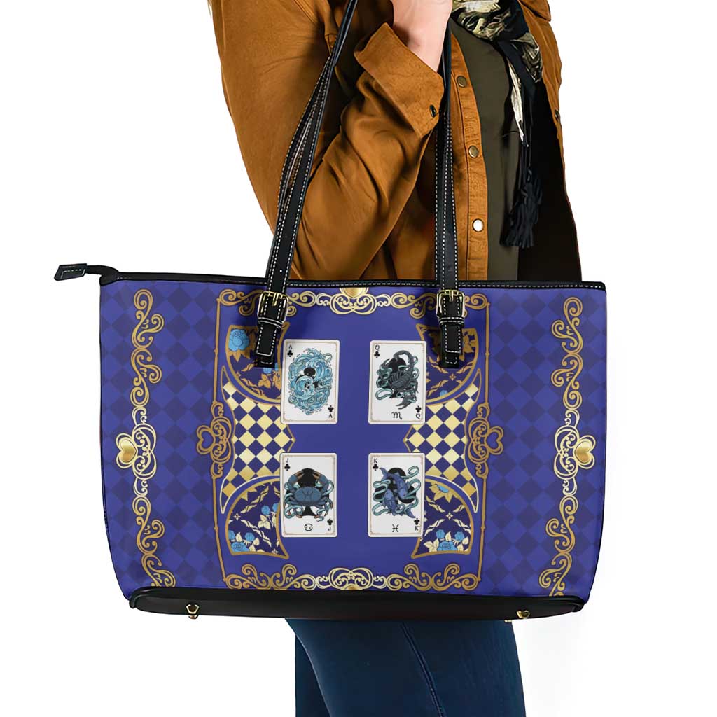 Zodiac Signs Leather Tote Bag The Water Element Baroque Clubs Card