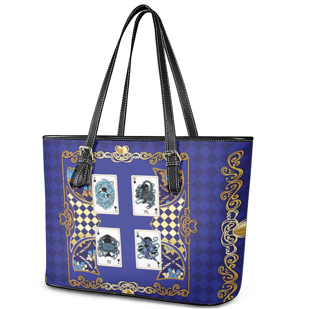 Zodiac Signs Leather Tote Bag The Water Element Baroque Clubs Card